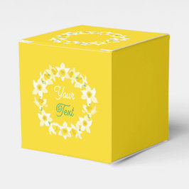 Frohe Ostern. Gelbe Osterglocken moderner Frühling Geschenkschachtel
