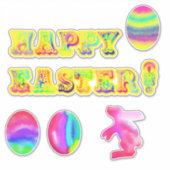 Frohe Ostern! Gelbe Wasserfarbbriefe Eier Aufkleber (Vorderseite)