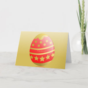 Frohe Ostern German Happy Oaster Egg Red Gold Card Feiertagskarte