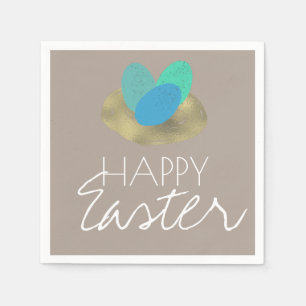 Frohe Ostern gesprenkeltes Osterei Gold Nest Serviette