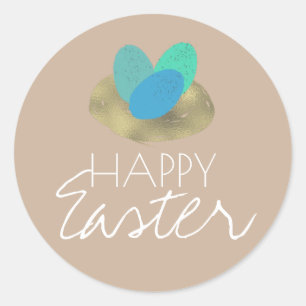 Frohe Ostern gesprenkeltes Osternest-Party Runder Aufkleber