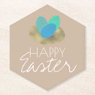 Frohe Ostern gesprenkeltes Osternest-Party Untersetzer
