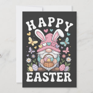 Frohe Ostern Gnom Mit Hasenohren Bunte Eier Mitteilungskarte