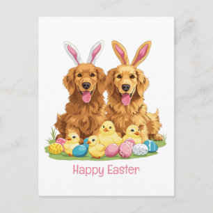 Frohe Ostern Golden Retriever Hunde Hasenohren Postkarte