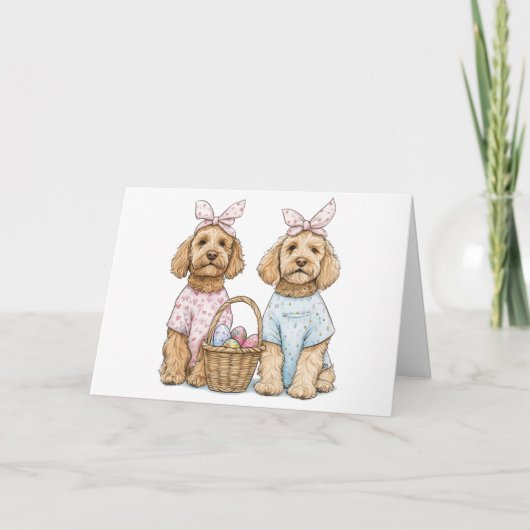 Frohe Ostern Goldendoodle Hunde Feiertagskarte (Vorderseite)