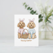 Frohe Ostern Goldendoodle Hunde Feiertagspostkarte (Stehend Vorderseite)