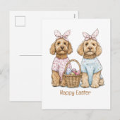 Frohe Ostern Goldendoodle Hunde Feiertagspostkarte (Vorne/Hinten)