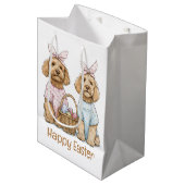 Frohe Ostern Goldendoodle Hunde Mittlere Geschenktüte (Vorderseite Schrägansicht)