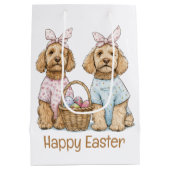 Frohe Ostern Goldendoodle Hunde Mittlere Geschenktüte (Rückseite)