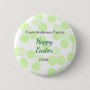 Frohe Ostern graue grüne Tupfen Familienname Button