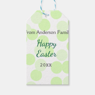 Frohe Ostern graue grüne Tupfen Familienname Geschenkanhänger