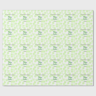 Frohe Ostern graue grüne Tupfen Familienname Geschenkpapier