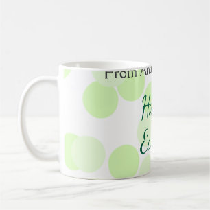 Frohe Ostern graue grüne Tupfen Familienname Kaffeetasse