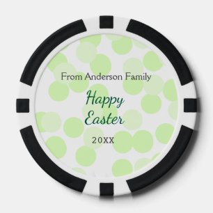Frohe Ostern graue grüne Tupfen Familienname Pokerchips