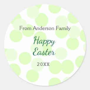 Frohe Ostern graue grüne Tupfen Familienname Runder Aufkleber