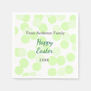 Frohe Ostern graue grüne Tupfen Familienname Serviette