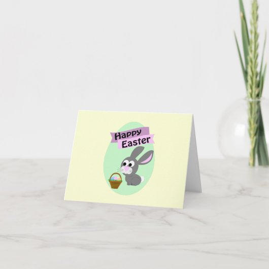 Frohe Ostern! Gray Bunny Feiertagskarte (Vorderseite)