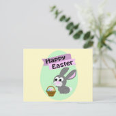 Frohe Ostern! Gray Bunny Feiertagspostkarte (Stehend Vorderseite)