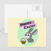 Frohe Ostern! Gray Bunny Feiertagspostkarte (Vorne/Hinten)