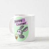 Frohe Ostern! Gray Bunny Kaffeetasse (Vorderseite Links)