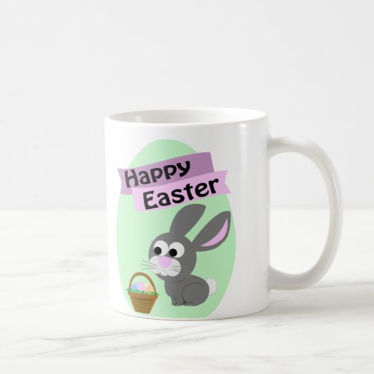 Frohe Ostern! Gray Bunny Kaffeetasse (Rechts)