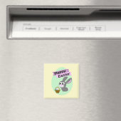 Frohe Ostern! Gray Bunny Magnet (In Situ (Geschirrspüler))