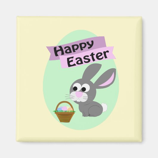 Frohe Ostern! Gray Bunny Magnet (Vorne)