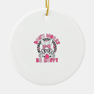 Frohe Ostern Groovy Bunny Gesicht Keine Sorge Sei  Keramik Ornament
