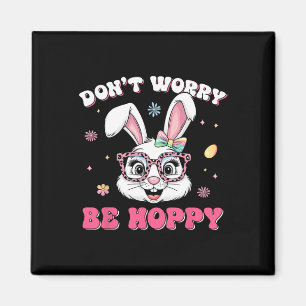 Frohe Ostern Groovy Bunny Gesicht Keine Sorge Sei Magnet