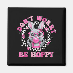 Frohe Ostern Groovy Bunny Gesicht Keine Sorge Sei Magnet