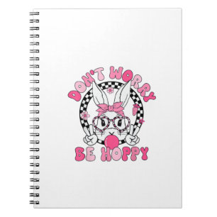 Frohe Ostern Groovy Bunny Gesicht Keine Sorge Sei  Notizblock