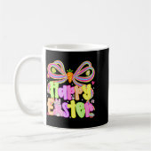 Frohe Ostern Groovy Retro Gingham Hase Karo Mädche Kaffeetasse (Links)