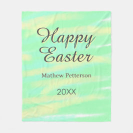 Frohe Ostern grün gelb pastell grau name jahr  Fleecedecke