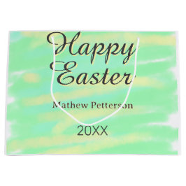 Frohe Ostern grün gelb pastell grau name jahr  Große Geschenktüte