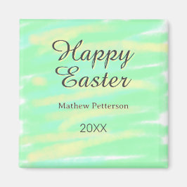 Frohe Ostern grün gelb pastell grau name jahr  Magnet