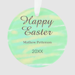 Frohe Ostern grün gelb pastell grau name jahr  Ornament