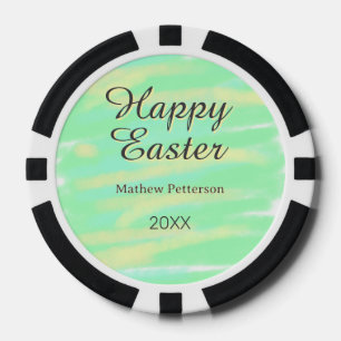 Frohe Ostern grün gelb pastell grau name jahr Pokerchips