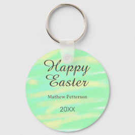 Frohe Ostern grün gelb pastell grau name jahr  Schlüsselanhänger