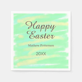 Frohe Ostern grün gelb pastell grau name jahr  Serviette