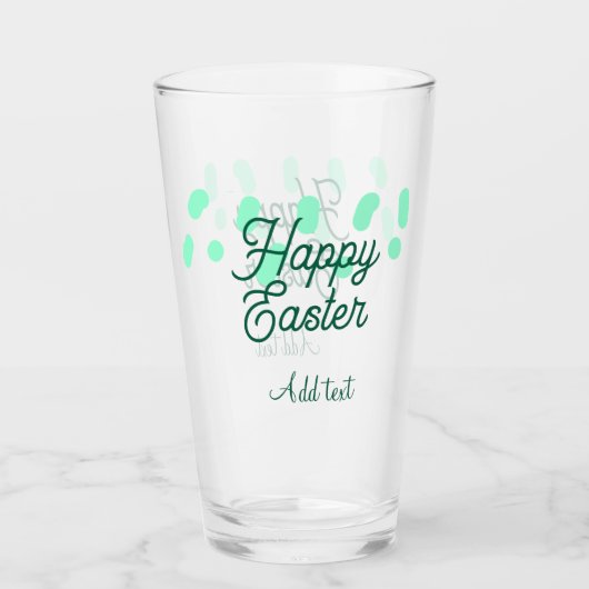 Frohe Ostern grüne Eier Pastell Name Datum einfach Glas (Vorderseite)