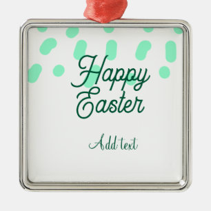 Frohe Ostern grüne Eier Pastell Name Datum einfach Ornament Aus Metall