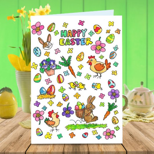 Frohe Ostern Grüße bunt Karte