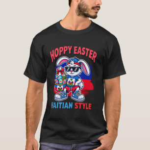 Frohe Ostern Haitianischer Stil Cooler Hase für Ju T-Shirt