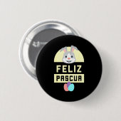 Frohe Ostern happy easter spanisch Sprache Hase F Button (Vorne & Hinten)
