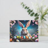 Frohe Ostern Häschen Feiertagspostkarte (Stehend Vorderseite)
