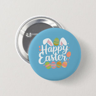 Frohe Ostern Hase Kaninchen Ei Feiertag Button