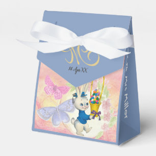 Frohe Ostern Hase Monogramm Wasserfarbe Blau Kinde Geschenkschachtel