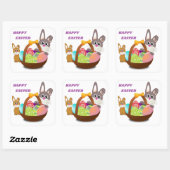 "FROHE OSTERN" HASE QUADRATISCHER AUFKLEBER (Blatt)