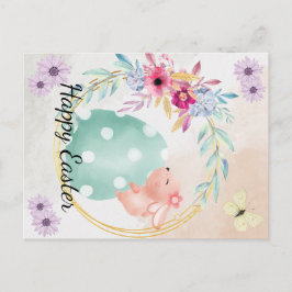 Frohe Ostern- Hase sitzt au einem Ei Ankündigungspostkarte