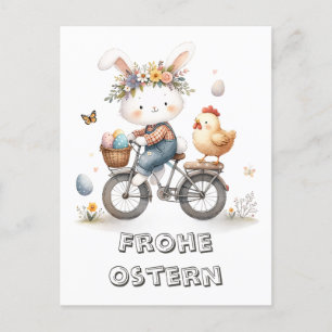 Frohe Ostern- Hase und Huhn Postkarte
